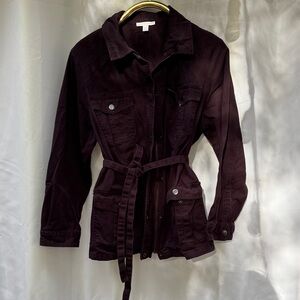 Women's Belted Jean Jacket - Dark Purple